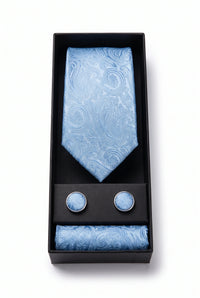 Cadeauset met lichtblauwe paisley stropdas voor heren