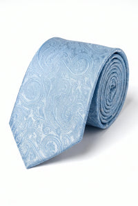 Cadeauset met lichtblauwe paisley stropdas voor heren