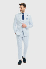 Heren hemelsblauwe getailleerde blazer