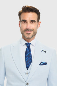 Heren hemelsblauwe getailleerde blazer