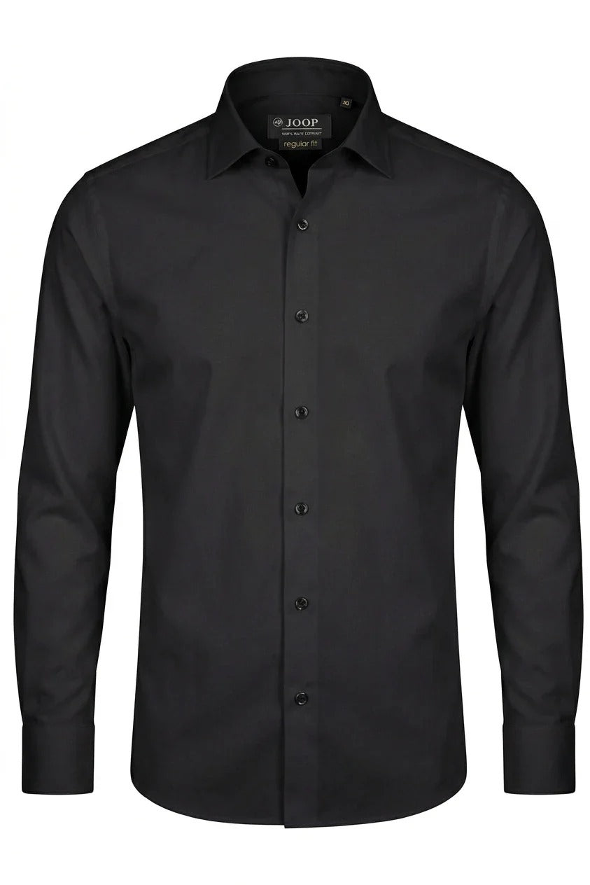 Slim fit overhemd met lange mouwen en knoopsluiting voor heren - Zwart