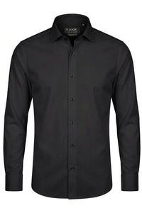 Slim fit overhemd met lange mouwen en knoopsluiting voor heren - Zwart