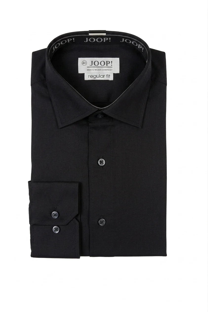 Slim fit overhemd met lange mouwen en knoopsluiting voor heren - Zwart