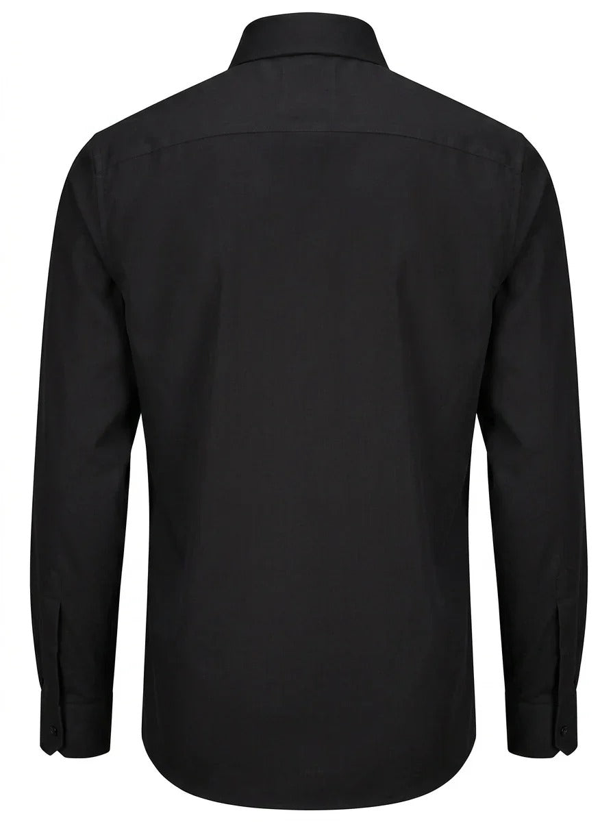 Slim fit overhemd met lange mouwen en knoopsluiting voor heren - Zwart