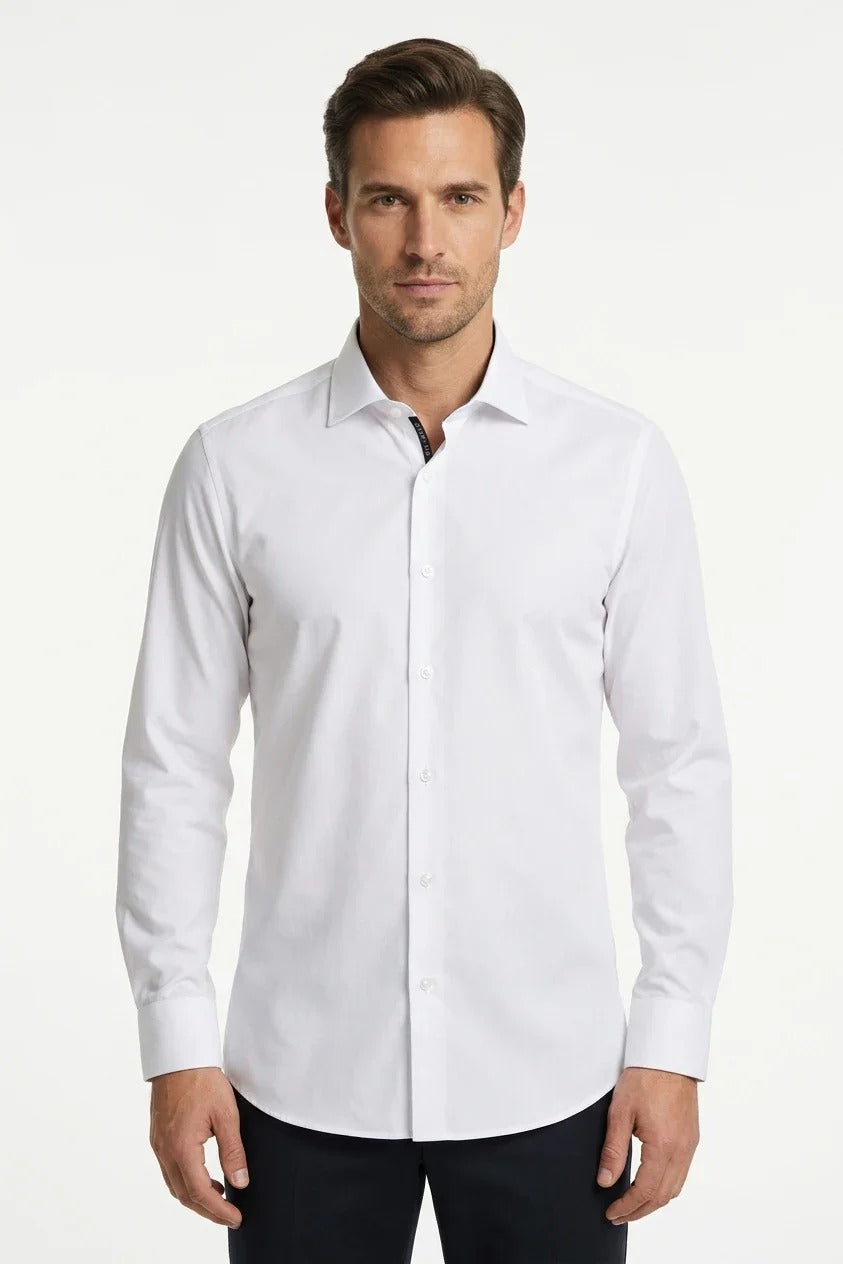 Slim fit overhemd met lange mouwen en knoopsluiting voor heren - wit