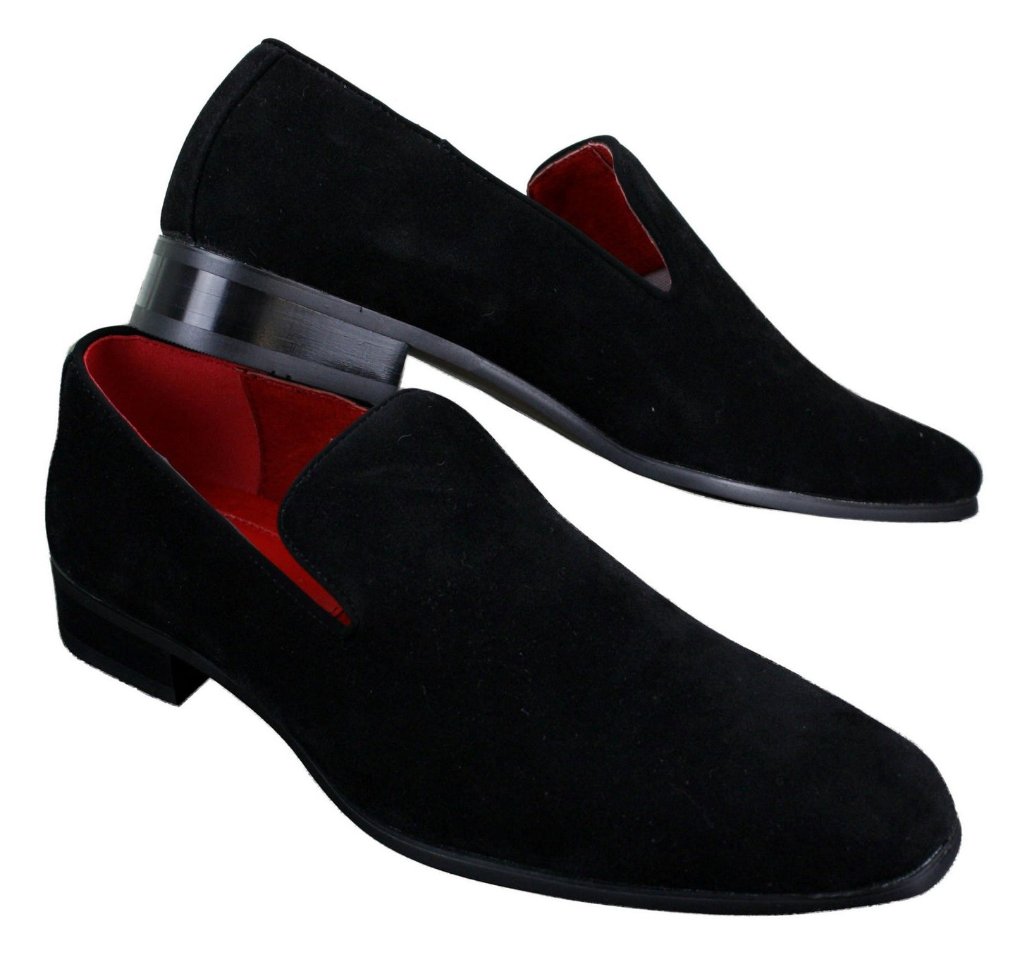 Mens Slip On Suede Driving Loafers Shoes Leather Smart Casual Red Blue Black
