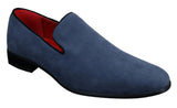 Mens Slip On Suede Driving Loafers Shoes Leather Smart Casual Red Blue Black