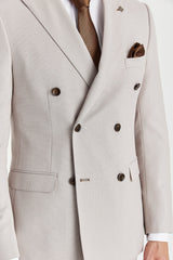 Heren Stone Birdseye Double Breasted Blazer