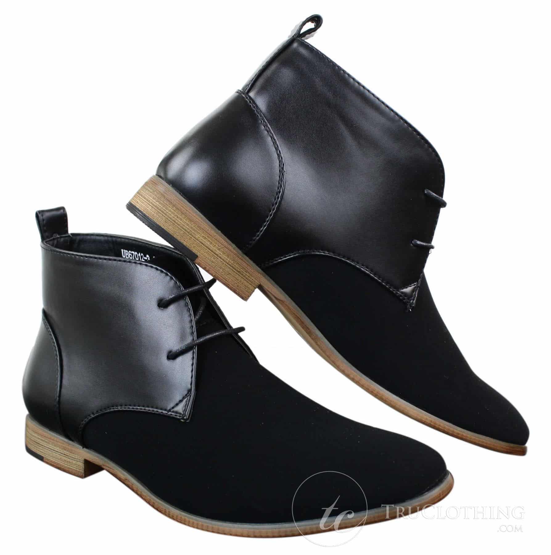 Mens Suede Leather Black Laced Chelsea Dealer Ankle Boots Smart Casual Formal