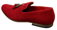 Mens Suede Leather PU Slip On Driving Shoes Loafers Tassel Red Grey Blue Brown Black