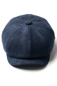 Vintage suède 8-panel klassieke Gatsby Baker Boy pet voor heren - Marineblauw