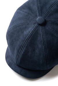 Vintage suède 8-panel klassieke Gatsby Baker Boy pet voor heren - Marineblauw