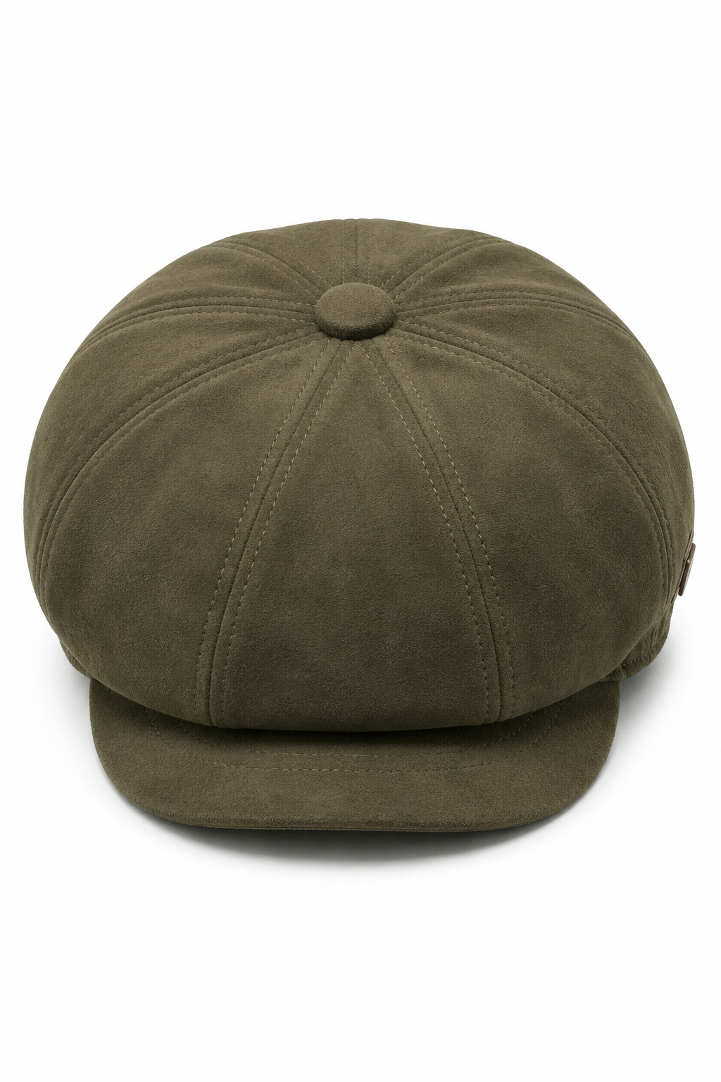 Vintage suède 8-panel klassieke Gatsby Baker Boy pet voor heren - Olijfgroen