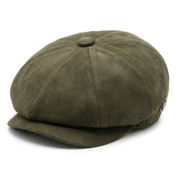Vintage suède 8-panel klassieke Gatsby Baker Boy pet voor heren - Olijfgroen