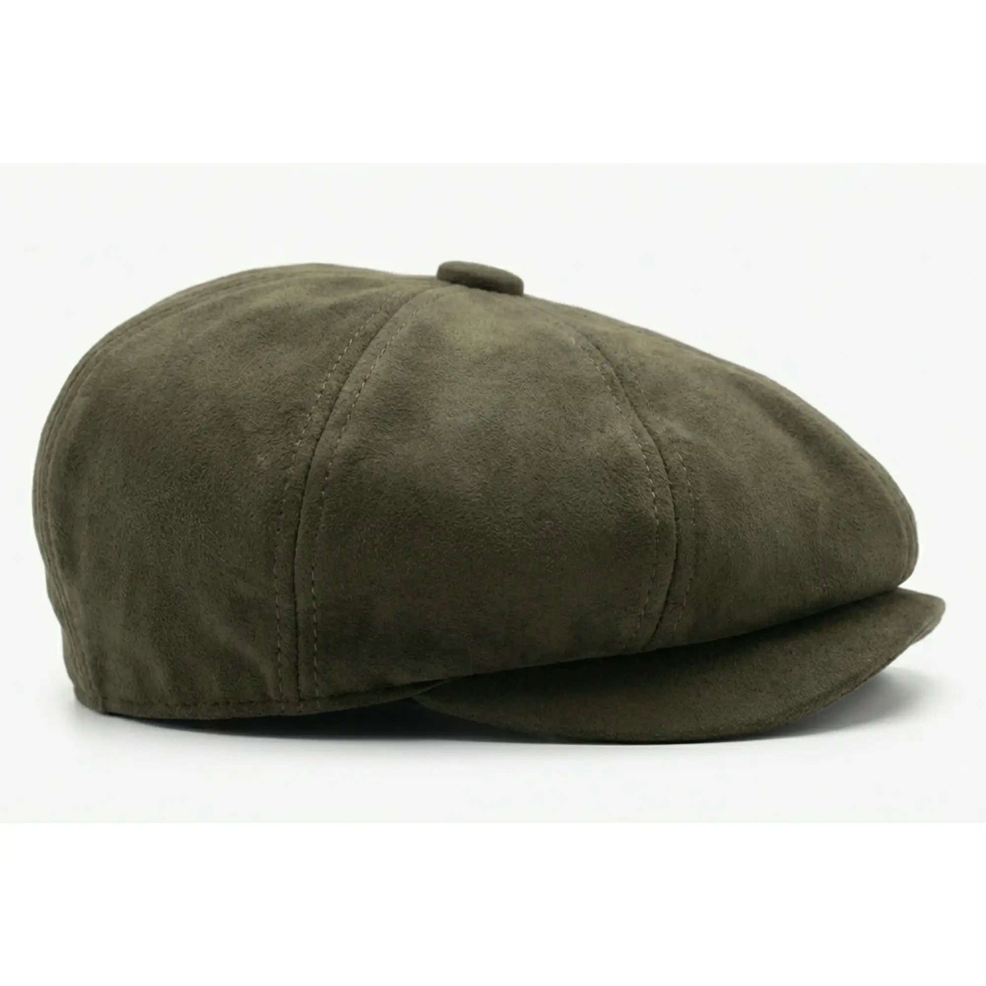 Vintage suède 8-panel klassieke Gatsby Baker Boy pet voor heren - Olijfgroen