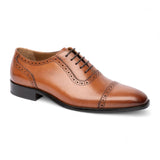 Herenschoenen van lichtbruin leer met neuskap (Oxford-model)