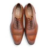 Herenschoenen van lichtbruin leer met neuskap (Oxford-model)