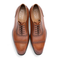 Herenschoenen van lichtbruin leer met neuskap (Oxford-model)