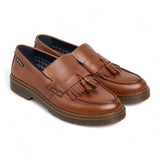 Heren loafers van bruin leer met dikke zool en kwastjes