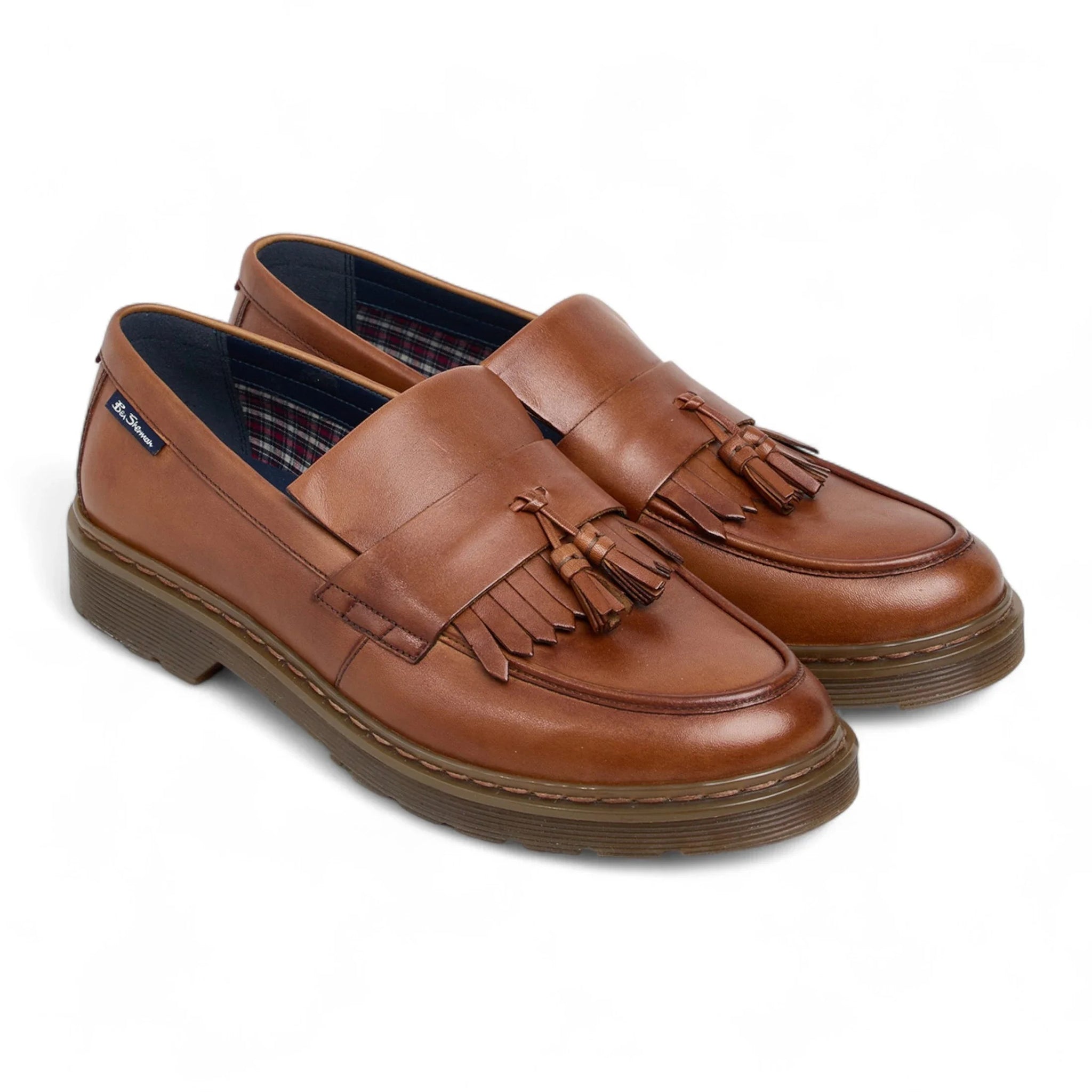 Heren loafers van bruin leer met dikke zool en kwastjes