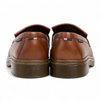 Heren loafers van bruin leer met dikke zool en kwastjes