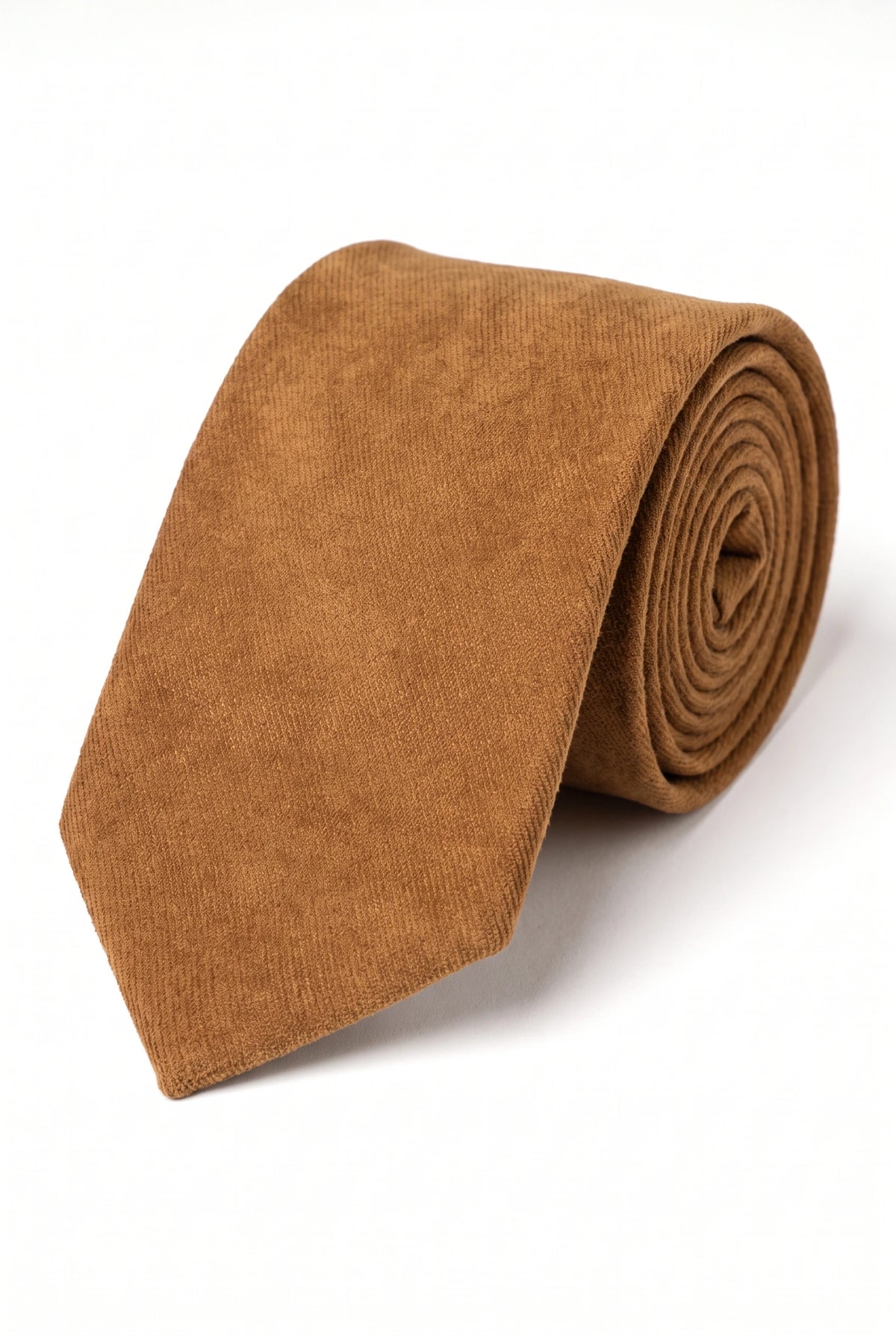 Heren stropdas met suède afwerking in beige