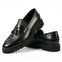 Heren loafers met kwastjes en profielzool