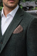 Herenpochet van taupekleurige tweedwolmix