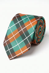Heren stropdas met turquoise ruitjespatroon