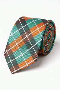 Heren stropdas met turquoise ruitjespatroon