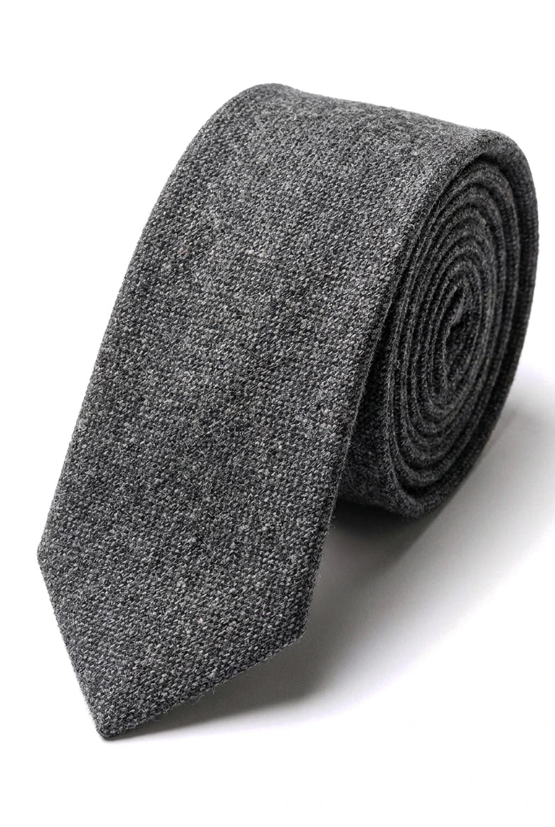 Heren stropdas en zakdoekset - Grijze tweed STZ23, één maat