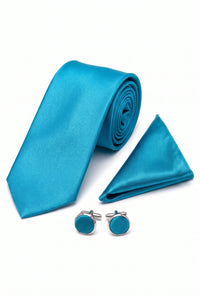 Turquoise stropdasset voor heren