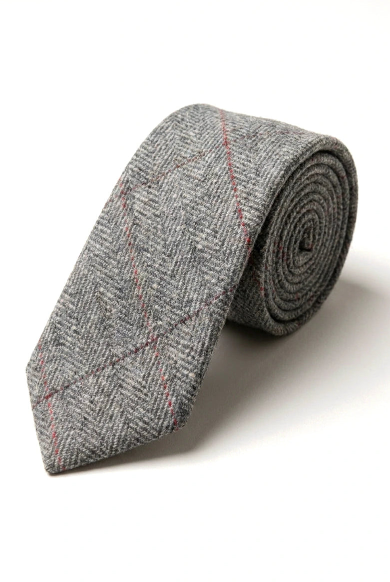 Heren Tweed Herringbone Textuur Marc Darcy Stropdassen Klassiek Vintage Retro Deon