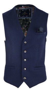 Mens Vintage Navy-Blue Waistcoat with Pocket Watch