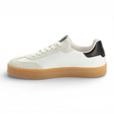 Witte leren sneakers voor heren met zwarte strepen