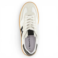 Witte leren sneakers voor heren met zwarte strepen