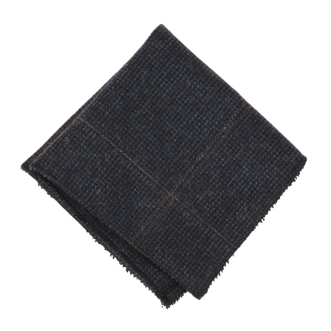 Herenstropdas van wolmix met visgraatruitpatroon - Marineblauw
