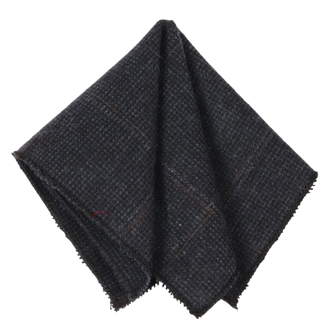 Herenstropdas van wolmix met visgraatruitpatroon - Marineblauw