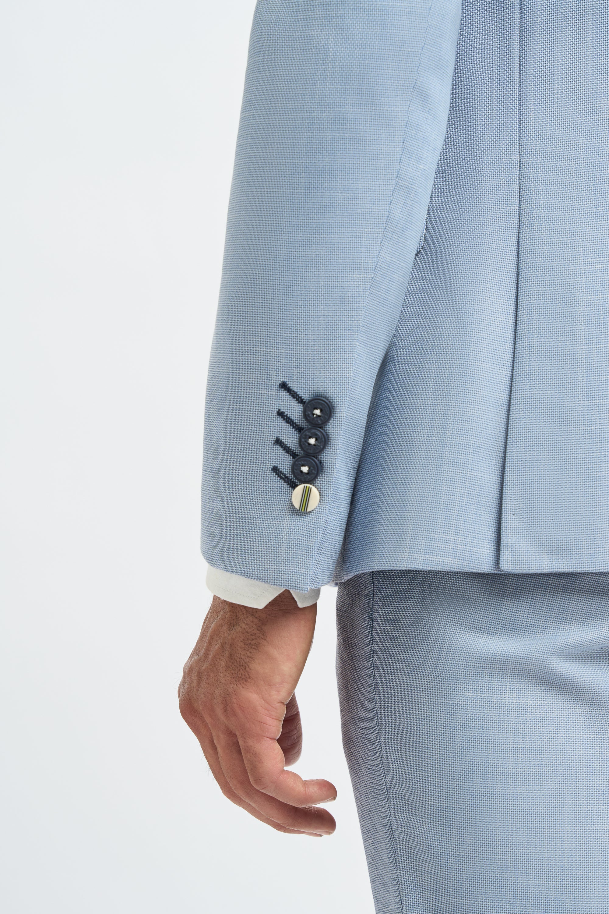 Heren 3-delig pak lichtblauw zomer linnen op maat bruiloft gala klassiek