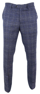 Mens Blue Check Vintage Trousers - Cavani Miles