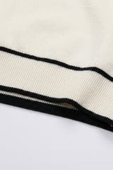 Off-white gebreid T-shirt voor heren, normale pasvorm, ronde hals met contrasterende bies.