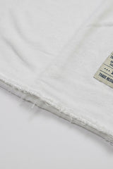 Wit heren T-shirt met relaxte pasvorm, onafgewerkte randen, katoenmix, ronde hals.