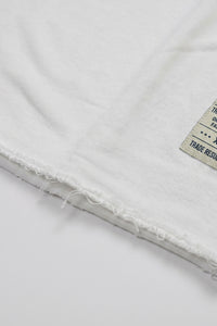 Wit heren T-shirt met relaxte pasvorm, onafgewerkte randen, katoenmix, ronde hals.