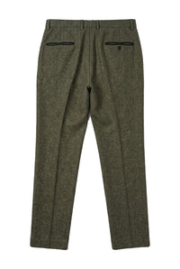 Oscar - Heren olijfgroene wolmix tweed broek
