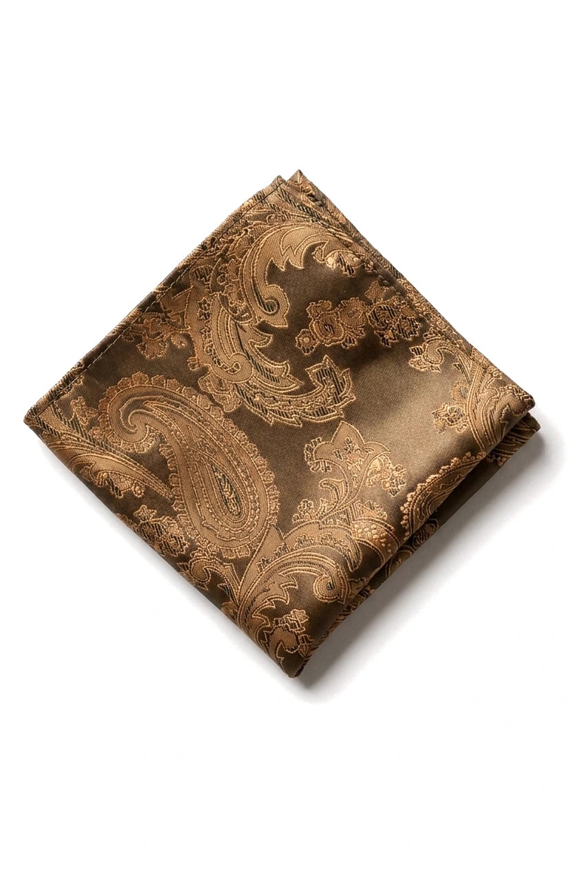 Paisley nek bronzen stropdas cadeauset pochet manchetknopen stropdas bloemen satijn