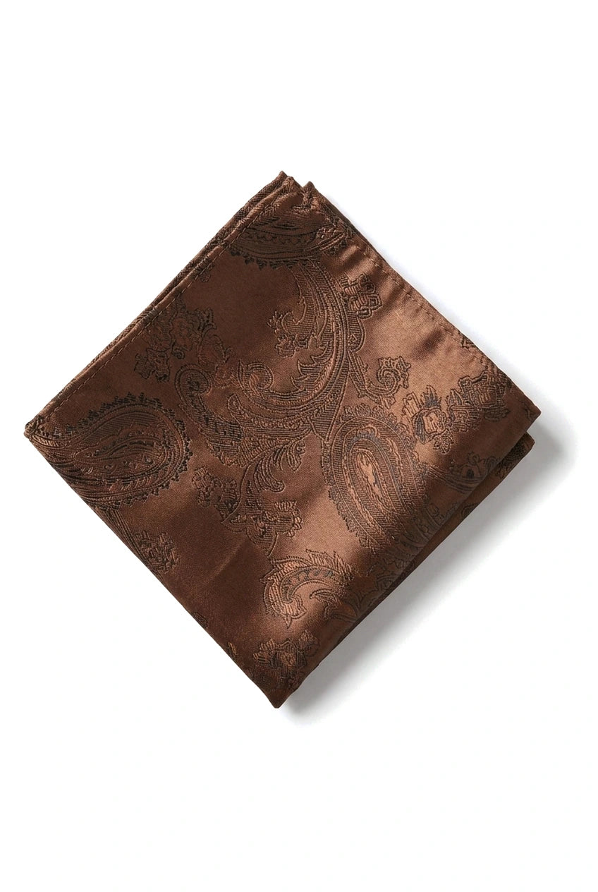 Paisley hals bruine stropdas cadeauset pochet manchetknopen stropdas bloemen satijn