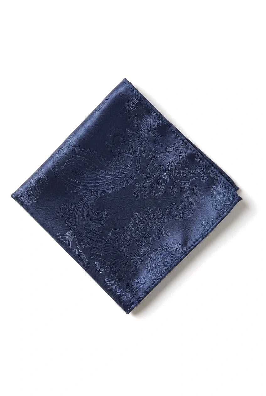 Paisley Hals Marineblauwe Stropdas Cadeauset Pochet Manchetknopen Stropdas Bloemen Satijn
