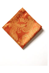 Paisley hals oranje stropdas cadeauset pochet manchetknopen stropdas bloemen satijn