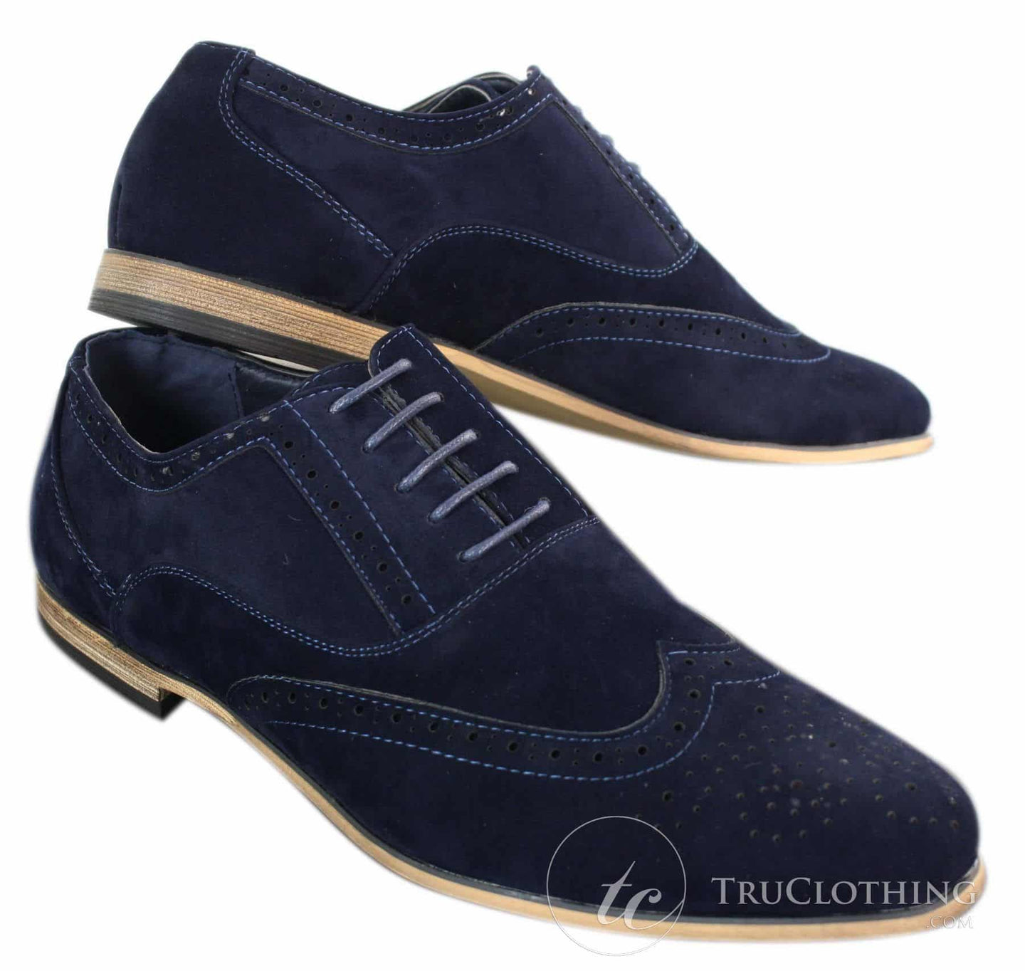 Patron 238 Mens Suede Leather Brogues Smart Casual Red Brown Navy Black Laced Shoes Retro