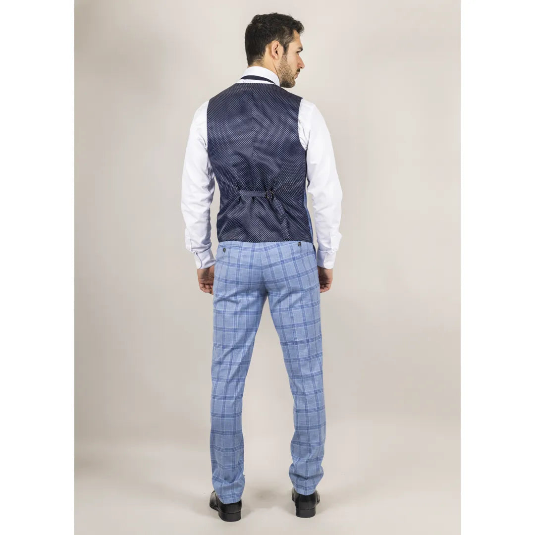 Plowman - Men's Light Blue Checked Waistcoat